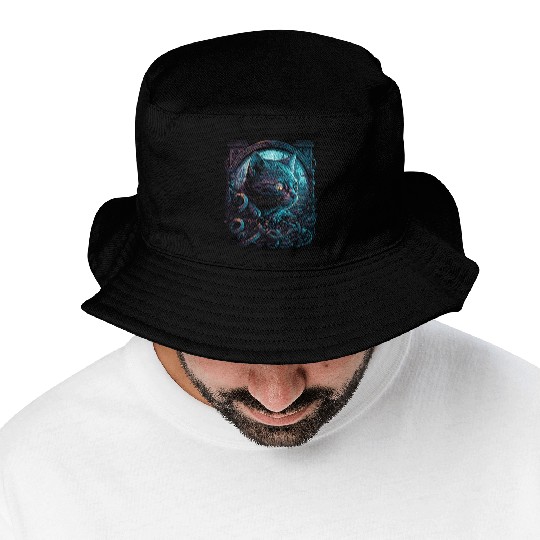 Midnight Kitty Bucket Hats