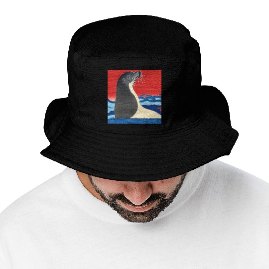 Ukiyo-e Seal, Japanese Print Bucket Hats