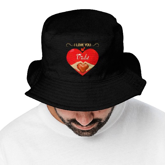 I love you Violet Bucket Hats