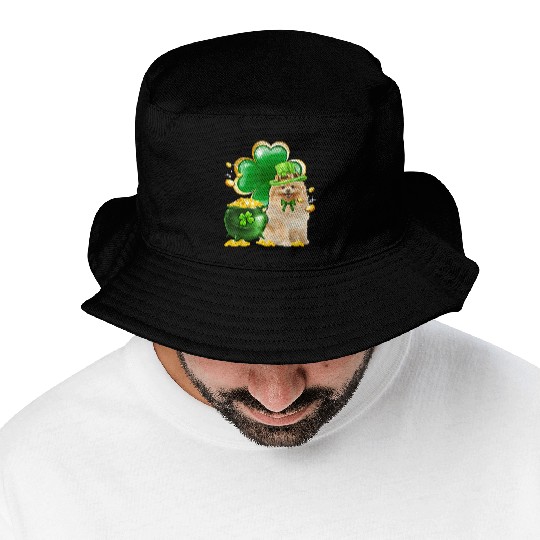 Pomeranian Dog Shamrock St Patricks Day Bucket Hats