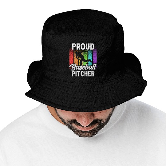 Proud Baseball Pitcher Sayings Player Hobby Bucket Hats