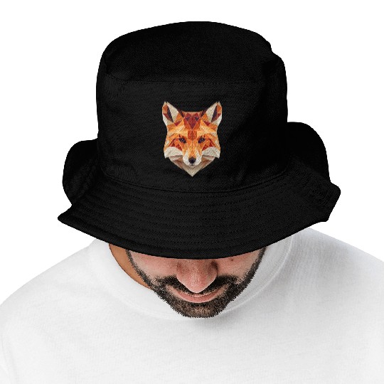 Fox Polygon Wild Animal Lover Wildlife Zookeeper Bucket Hats