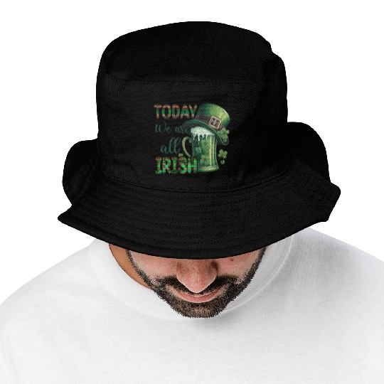 Mens St Patricks Day All Irish Green Shamrock Bucket Hats