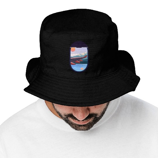 Wanderlust Travel Plane Window Landscape Nature Bucket Hats