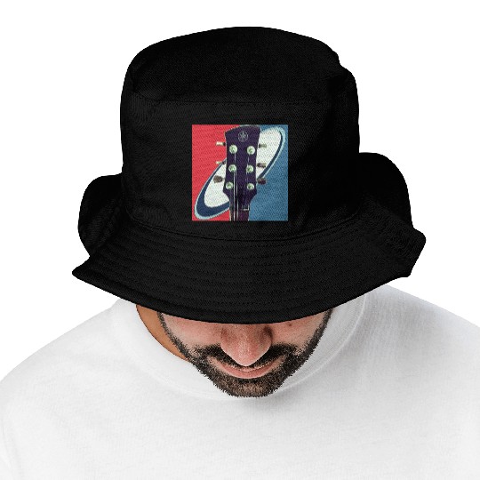 Red White Blue Rock and Roll Themed Guitar Bucket Hats