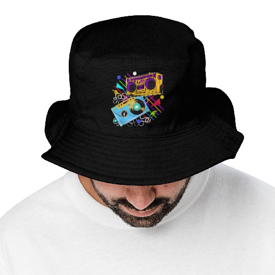 80s 90s Music Aesthetic Vintage Boombox Retro Cass Bucket Hats