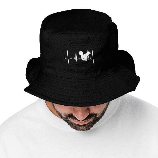 Squirrel Lover Gifts Squirrel Heartbeat Bucket Hats