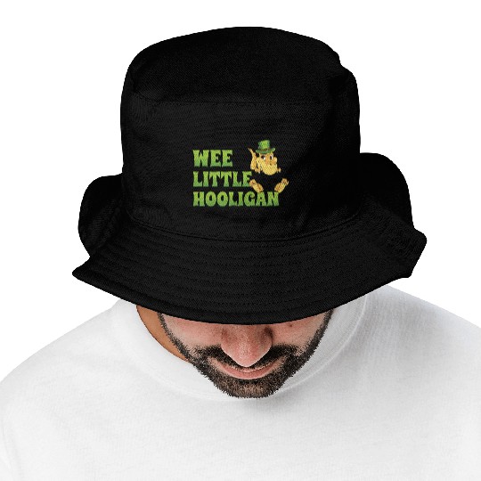 Wee Little Hooligan t-rex Dinosaur St Patrick Day Bucket Hats