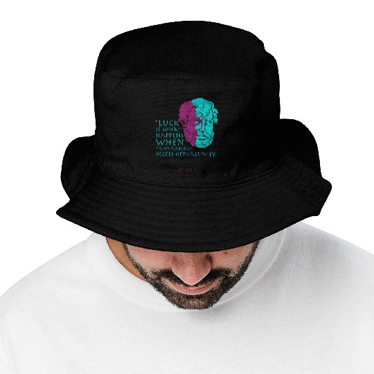 Seneca Stoic Philosophy Quote, Luck Bucket Hats