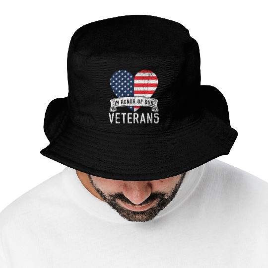 Patriotic Veteran USA Flag American Memorial Day Bucket Hats