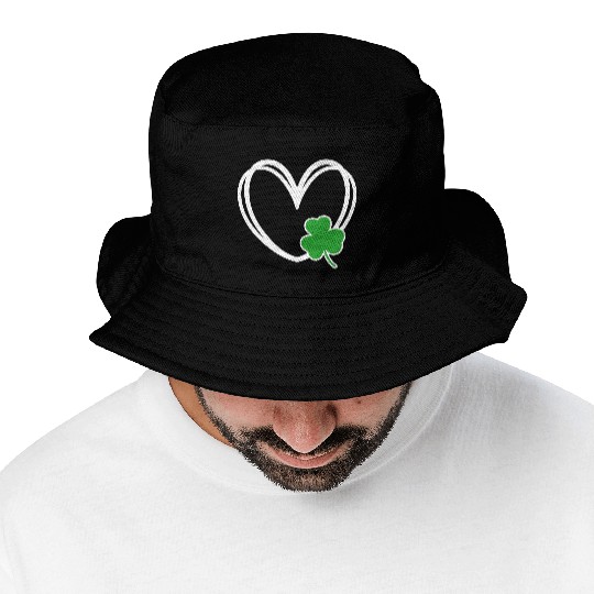 Men Women Heart St Patricks Day Young Clover Irish Bucket Hats