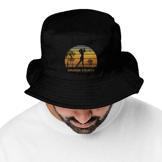 Retro Orange County Women's Golf Golfing Fan Bucket Hats