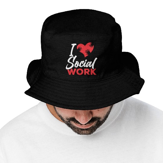 I Love Social Work Job Worker Graduation Bucket Hats