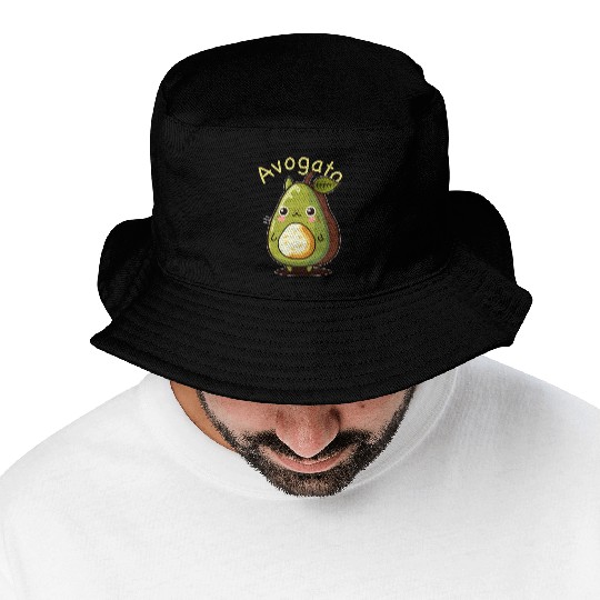 Cute Japanese Avogato Kawaii Anime Avocado Cat Bucket Hats