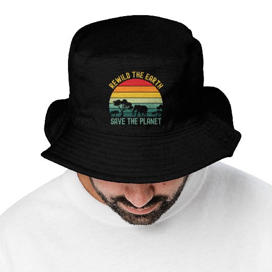 Earth Day Rewild The Earth Save The Planet Nature Bucket Hats