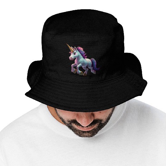 magic unicorn cartoon horse pony Bucket Hats