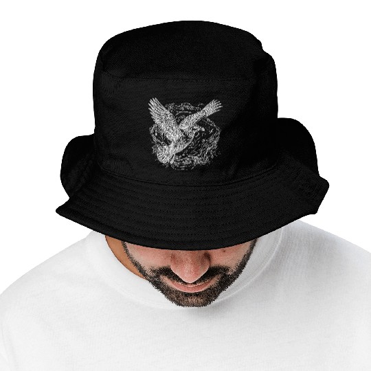 Flying Seagull Over The Sea Bucket Hats