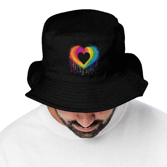 United Love: LGBT Rainbow Heart, Supporting All Bucket Hats