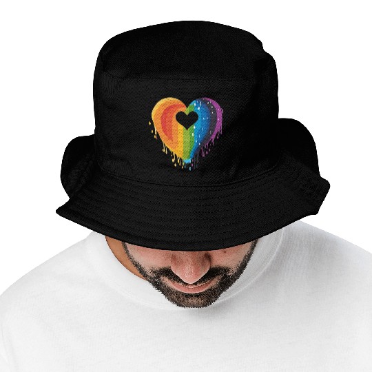 LGBTQ+ Allies: Rainbow Heart, Celebrating Bucket Hats