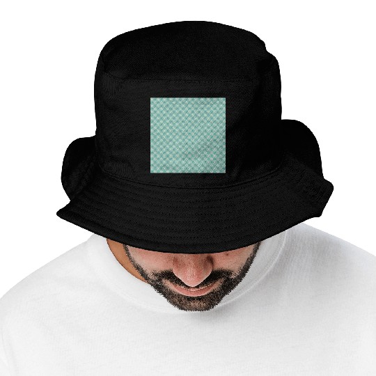 Teal Geometric Floral Retro Pattern Bucket Hats
