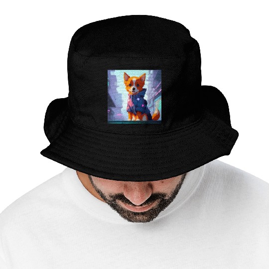 Cute Cyberpunk Dog Bucket Hats