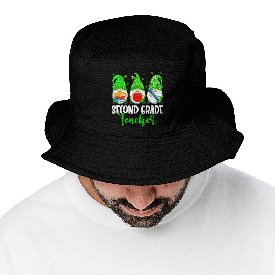 Gnomes 2Nd Grade Teacher Squad St Patricks Day Sch Bucket Hats
