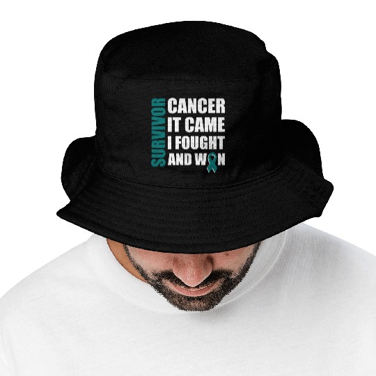 Ovarian Cancer Fight Cancer Ribbon Bucket Hats