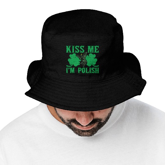St PatricDay Kiss Me I'M Polish Shenanigans Bucket Hats