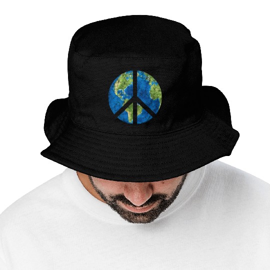 Peace On Earth World Peace Sign Bucket Hats
