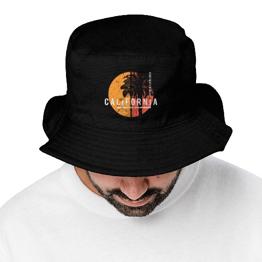 Huntington Beach California Cool Palm Tree Native Bucket Hats