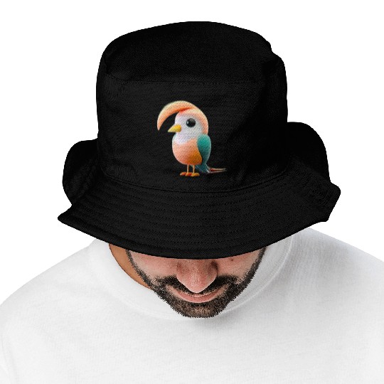 Cute Bird of Paradise 3D Render Bucket Hats