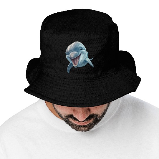 Sunny Delphinia: Joyful Dolphin's Paradise Bucket Hats