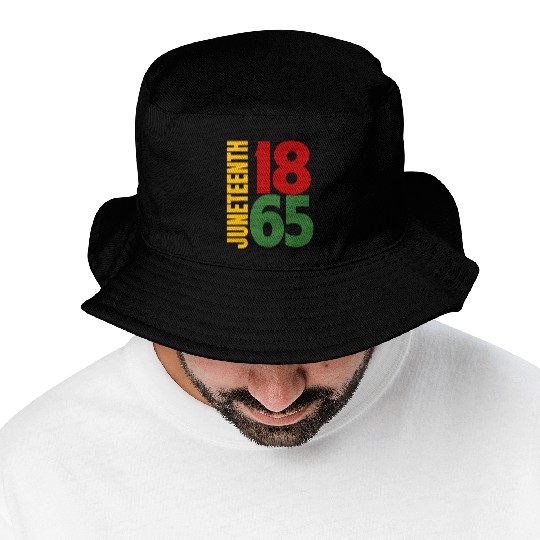 Black Proud African American For Juneteenth Bucket Hats
