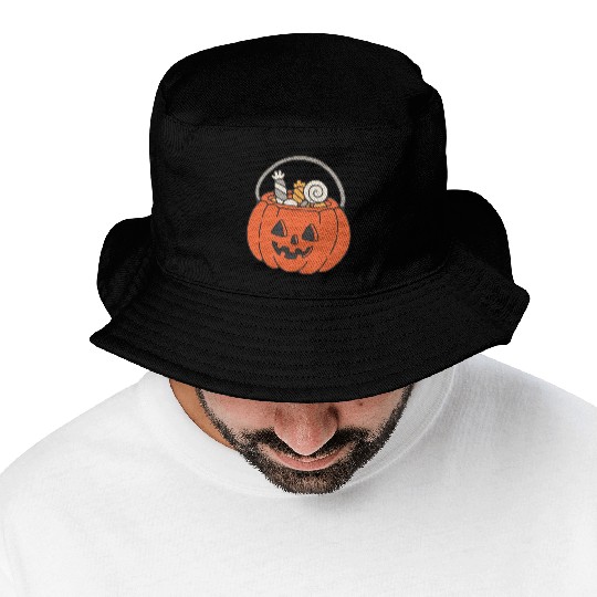 Trick Or Treat Halloween Jack O Lantern Bucket Hats