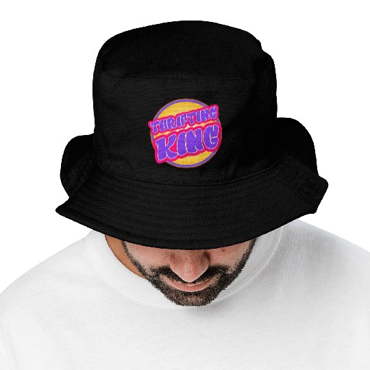 Thrifting King purple yellow Bucket Hats