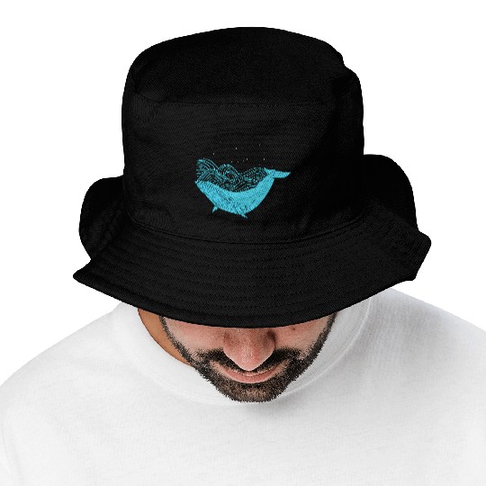 Humpback Whale Midnight Space Whale Bucket Hats