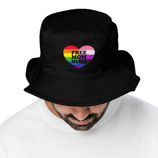 Free Mom Hugs Gay Pride Genderfluid Flag Bucket Hats