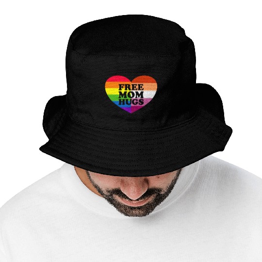 Free Mom Hugs Gay Pride Lesbian Flag LGBTQ Bucket Hats