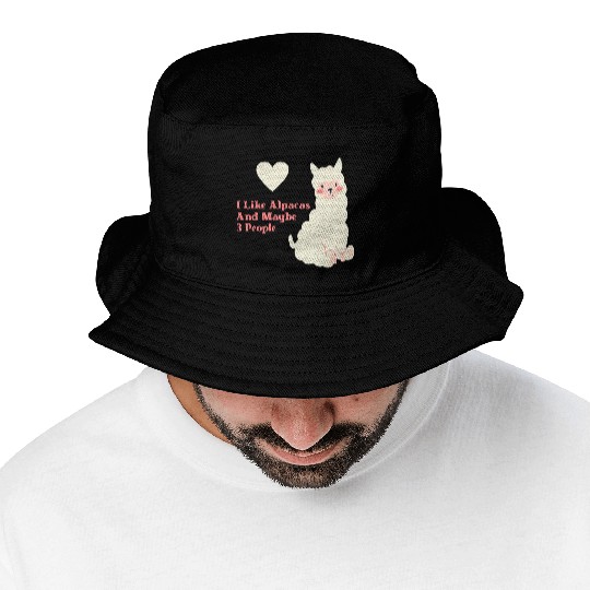 Alpaca Lover cute blue Bucket Hats