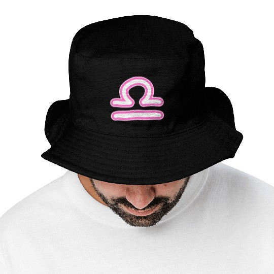 Libra Zodiac Sign Neon Pink Bucket Hats