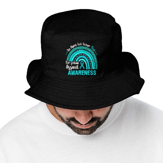 Rainbow In April We Wear Teal Sexual Assault Aware Bucket Hats