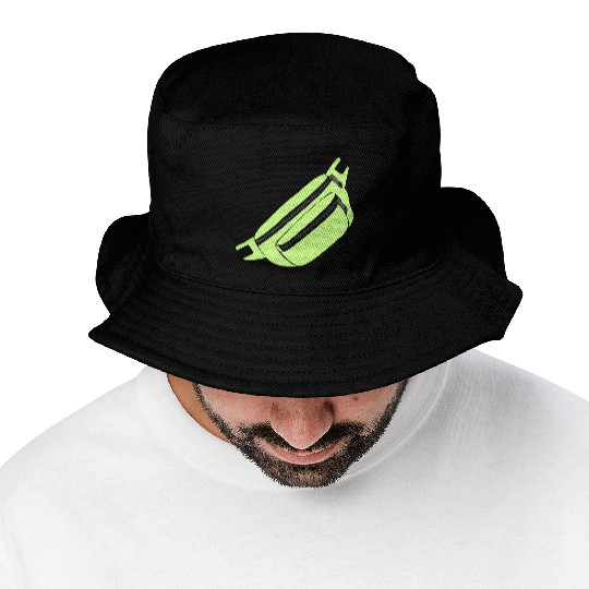 Lime Green Fanny Pack Illustration Bucket Hats