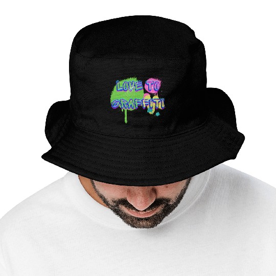 Love to graffiti, street art Bucket Hats