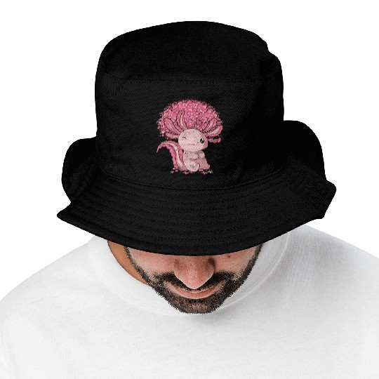 Cherry Blossom Tree Amphibian Gift Sakura Axolotl Bucket Hats
