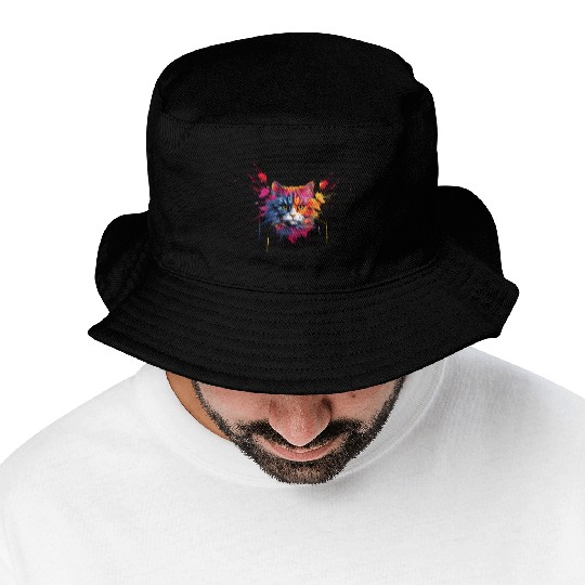 Color Explosion Persian Cat Bucket Hats