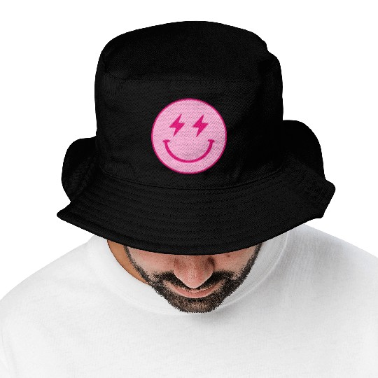 light pink face lightning bolt eyes Bucket Hats