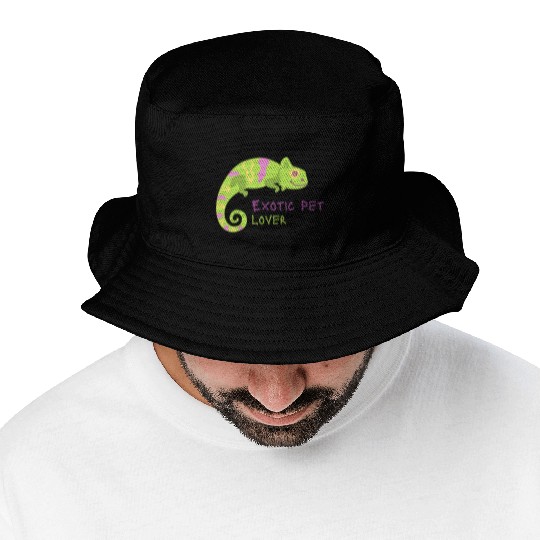Green Chameleon Lizard Exotic Pet Lover Bucket Hats