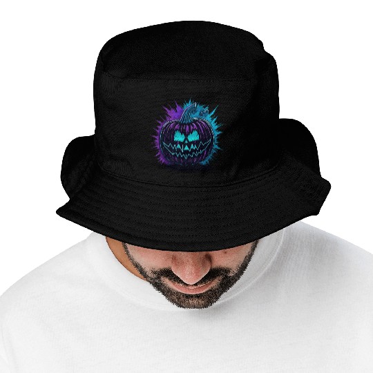 Neon Pumpkin Purple and Teal Bucket Hats