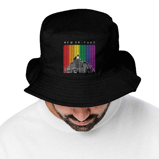 New Orleans Louisiana Rainbow Flag LGBT Pride Bucket Hats