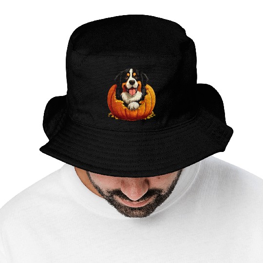 Halloween Bernese Mountain Dog Bucket Hats